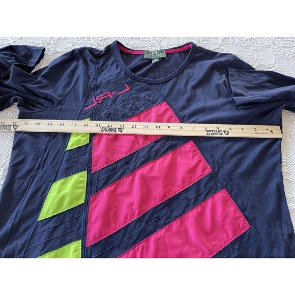 LRL Ralph Lauren Active Colorful Patch L/S Embroidered Top Lady Size XL - Picture 5 of 11